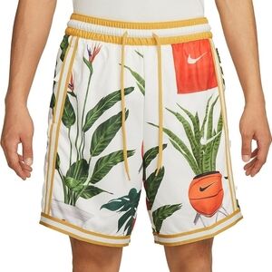 Nike Mens orange cream green plants basketball print Active Shorts Medium